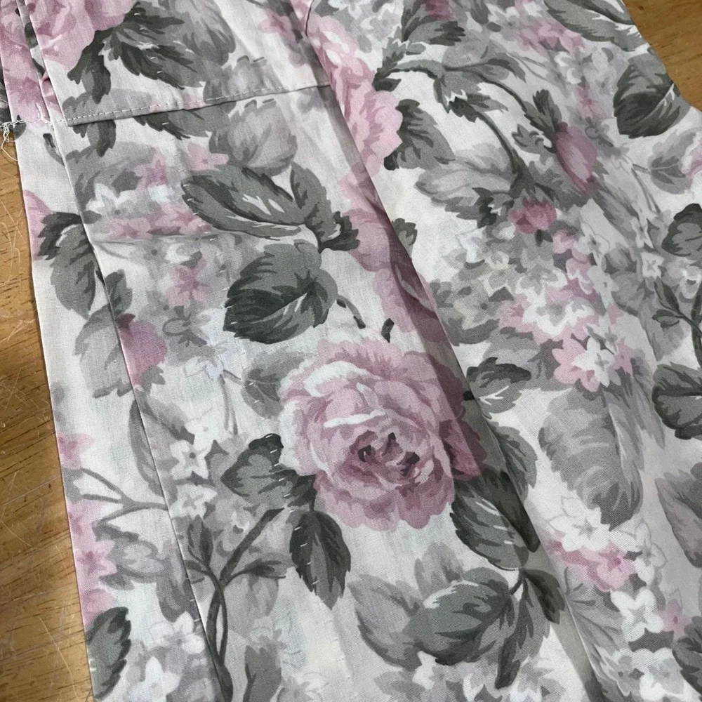 Vtg Springs Pink Floral Cabbage Rose Valance Set 2pc 84x15 Cottagecore USA Made